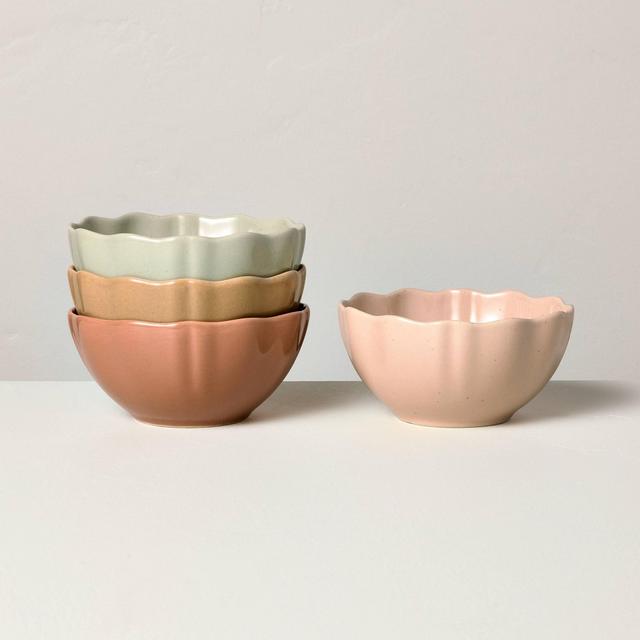 4pk 11oz Scalloped Stoneware Dessert Bowls - Hearth & Hand™ with Magnolia