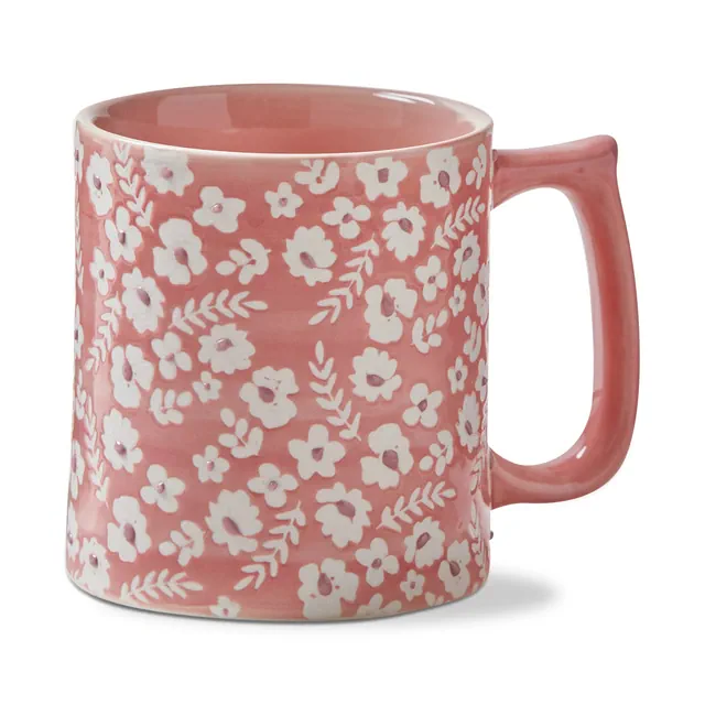 tag Evelyn Coffee Mug Pink Stoneware Everyday 16oz Dishwasher Safe