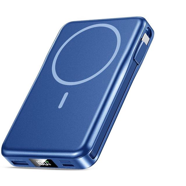 Magnetic Portable Charger, 10000mAh Power Bank, 5 in 1 Portable Charger with Built in Cable, 20W Fast Charging for Magsafe Battery Pack Compatible with iPhone 16/15/14/13 Pro/Pro Max, Samsung Series