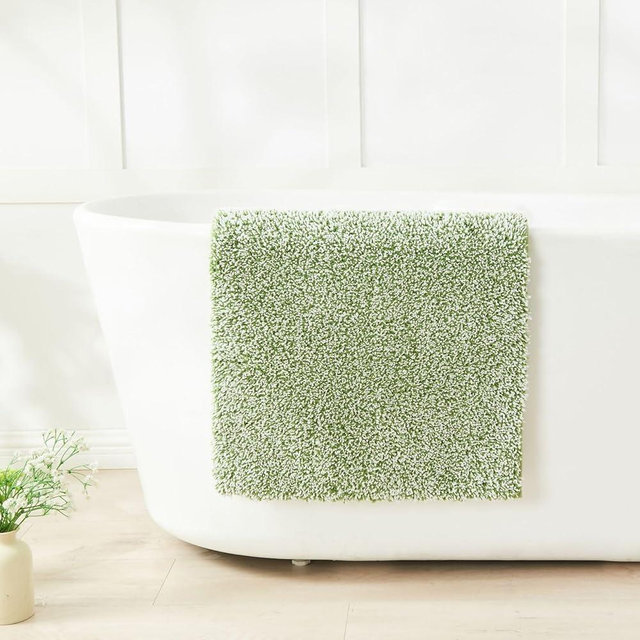 Douceur Sage Green Bathroom Rugs Non Slip, Luxury Thick Plush Shaggy Bath Mats Washable, Soft Fluffy Absorbent Bath Rugs, Quick Dry Shower Mat Gifts, 32" x 20"