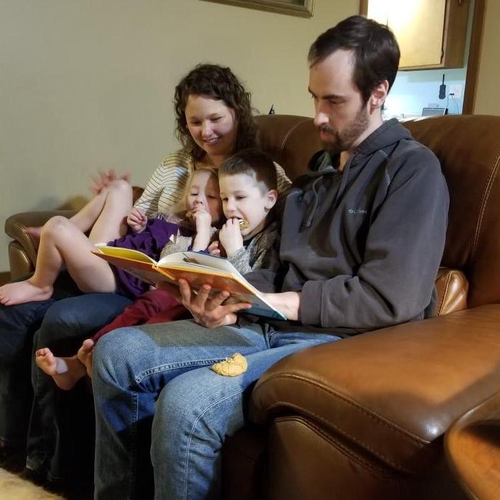 Reading time with Quinn & Paisley. Adam is a master story reader! They were captivated.