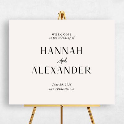 Light Oatmeal, Beige Wedding Sign - Milford Landscape