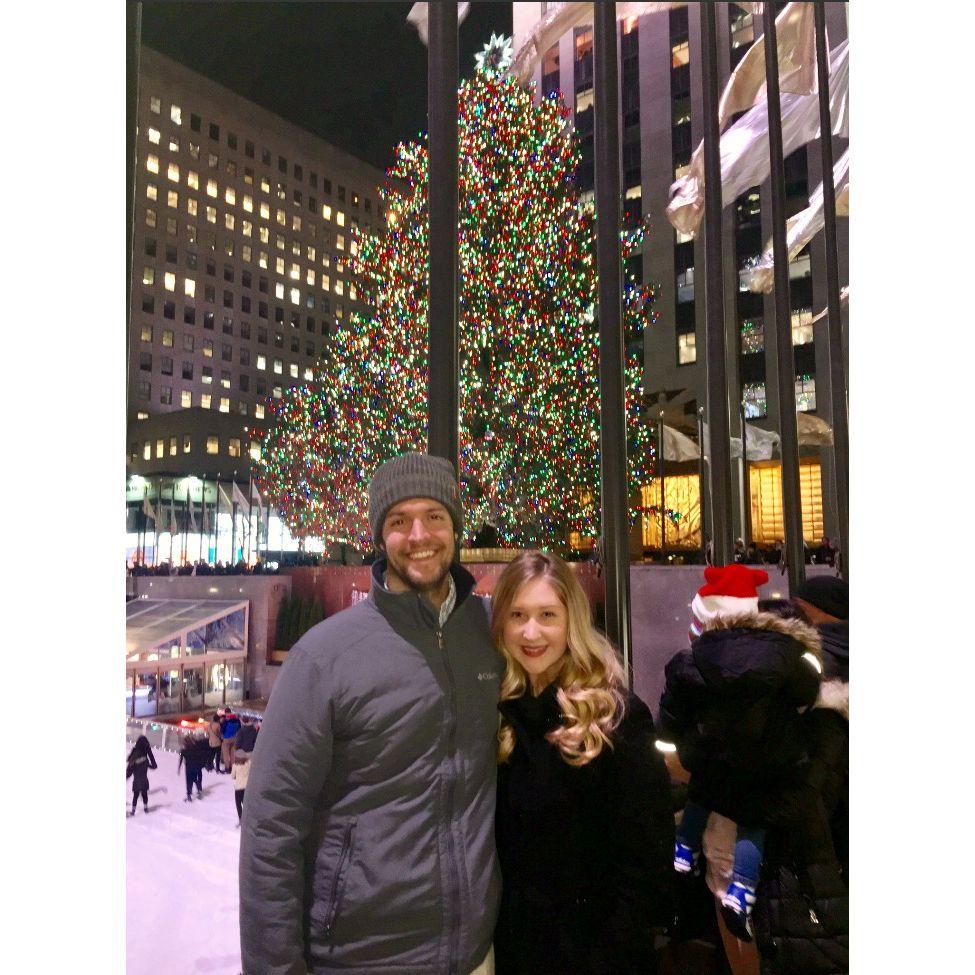 Admiring the tree at Rockefeller Center