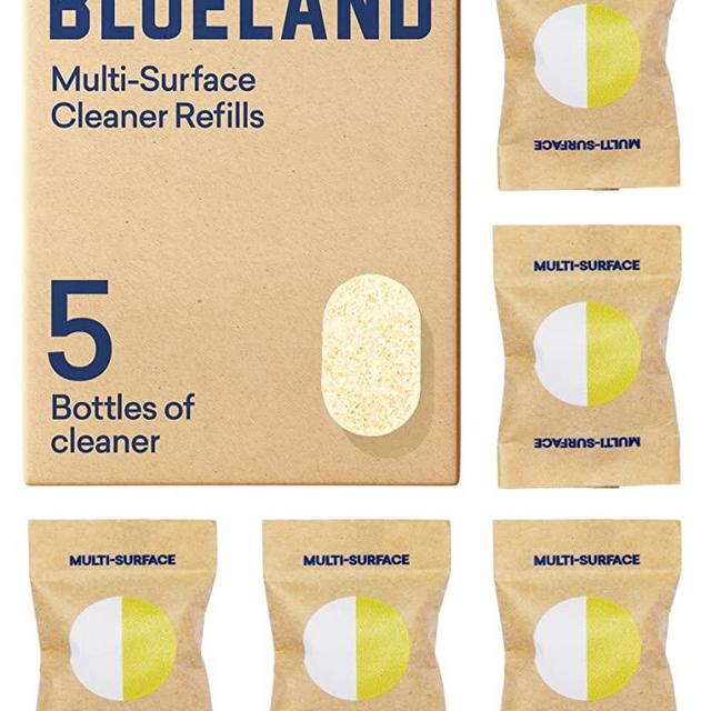 BLUELAND Multisurface All Purpose Cleaner Refill Tablet 5 Pack - Eco Friendly Products & Cleaning Supplies - Fresh Lemon Scent - 5 Tablets make 120 fl oz total (5x 24 fl oz bottles of spray cleaner)…