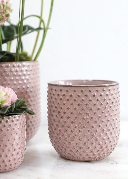 Pink Hobnail Ceramic Everly Flower Pot - 4" Tall x 4" Wide