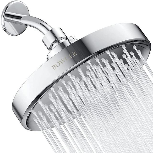 High Pressure Rain Shower Head-6" Large High Flow Showerhead with Anti Clog & Self-Cleaning Silicone Jets-Adjustable Angle-Tool-free Installed-Full Body Covered Showerhead for Your Immaculate Bathroom