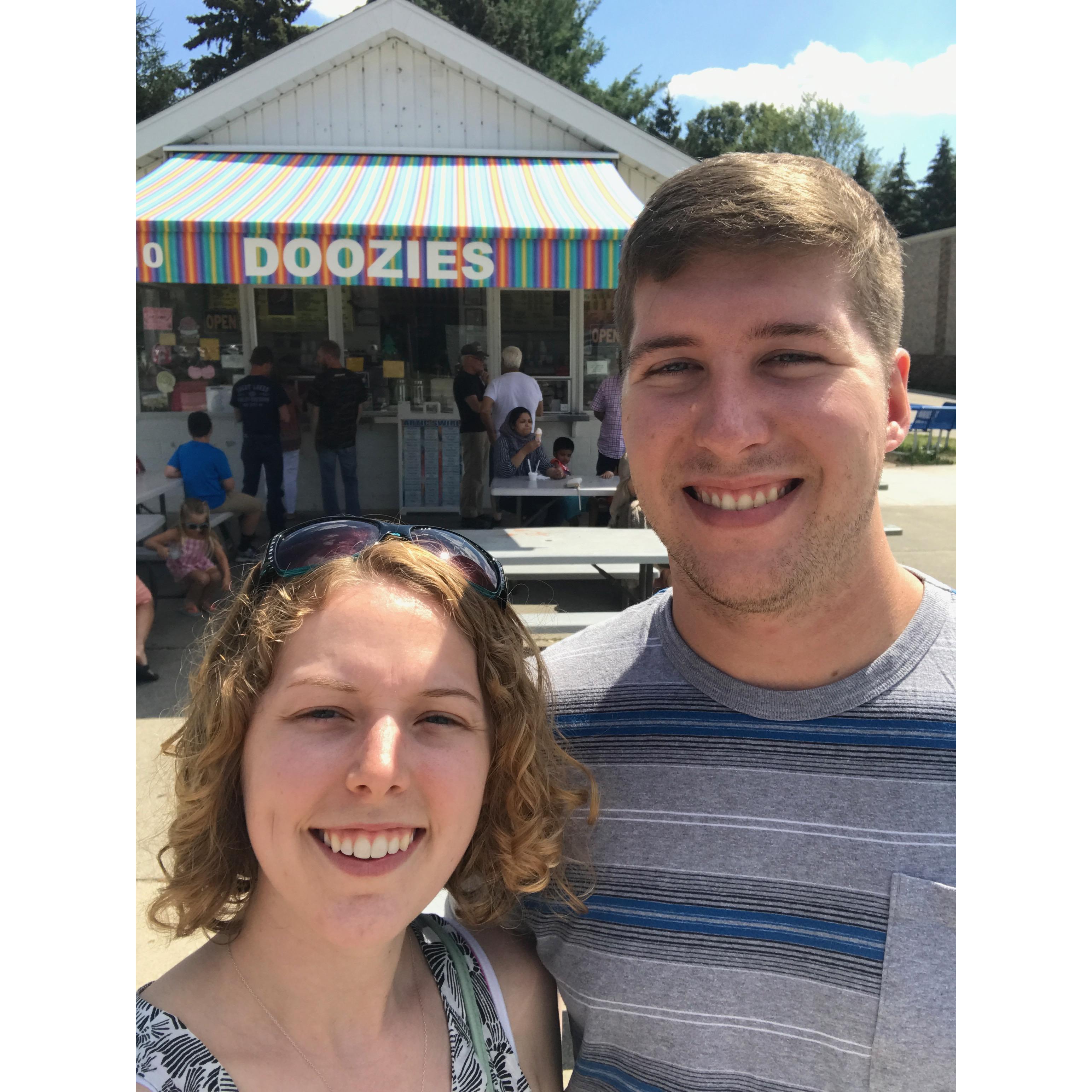 Lindsey had to take Chase to Doozie's ice cream in Mount Pleasant, MI!