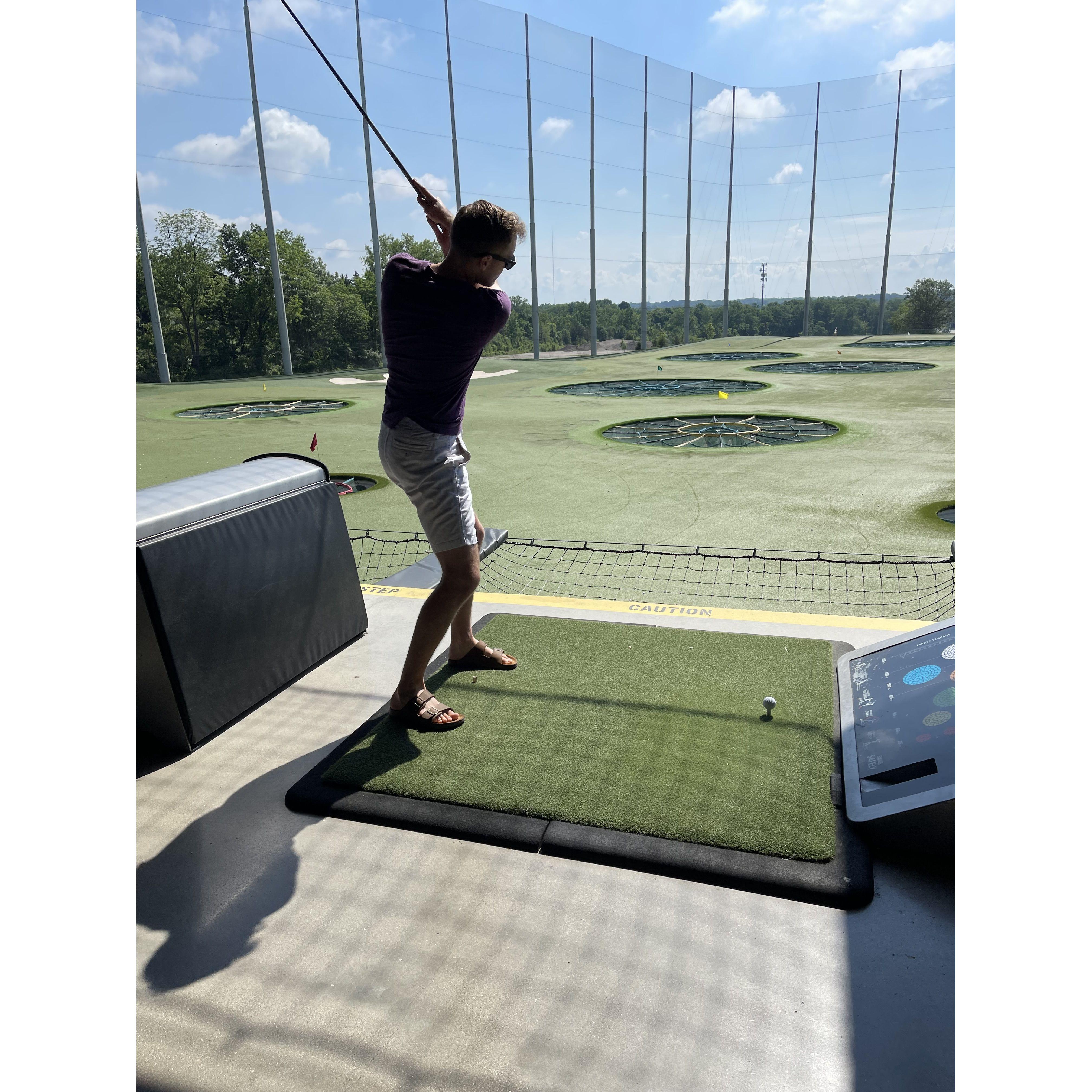 Even if the days of mini golf are over, they also enjoy going to Top Golf. Annamarie hits the yellow every time regardless of club, making her the more consistent golfer, though Will hits further.