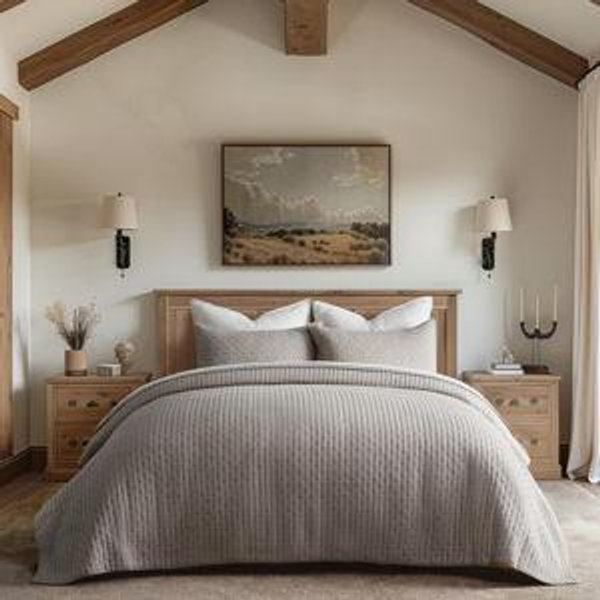 EVERGRACE Cross Stitch Cotton Quilt Bedding Set Queen Size, Oversized 3 Pieces Bedspread Coverlet, with 2 Matching Shams, (TAUPE)