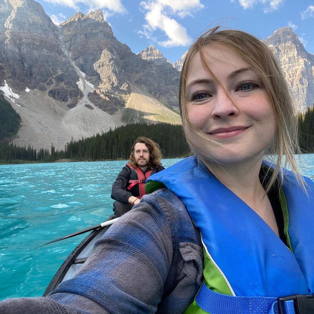 Canoeing on Moraine Lake, Banff NP, Canada