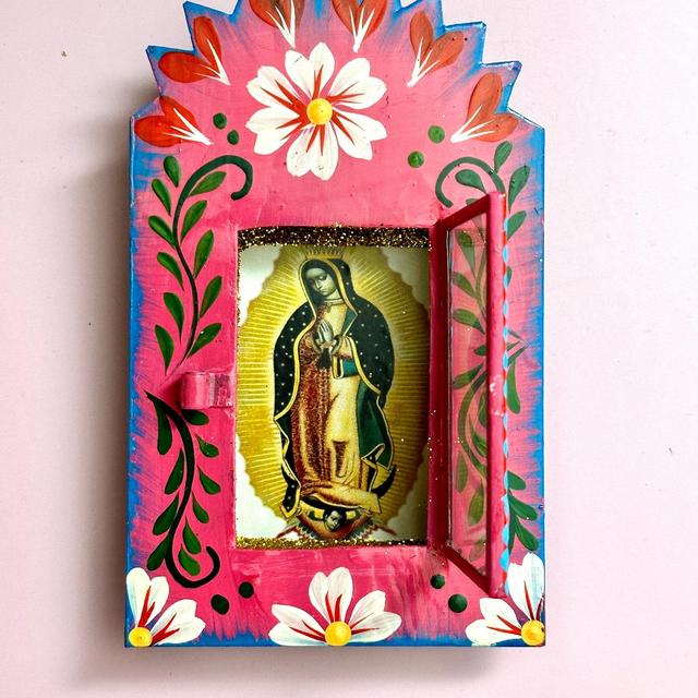 Mexican Tin Nicho Virgen de Guadalupe image Painted Tin Nicho Painted Shadow Box Mexican Religious Nicho, Virgen de Guadalupe Nicho