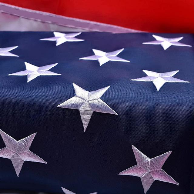 American Flag 3x5 Outdoor, Heavyweight Nylon US Flags 3x5 Outdoor Made in USA, with Stitched Stripes Embroidered Stars, Brass Grommets, USA Flag Built for Outdoor Use