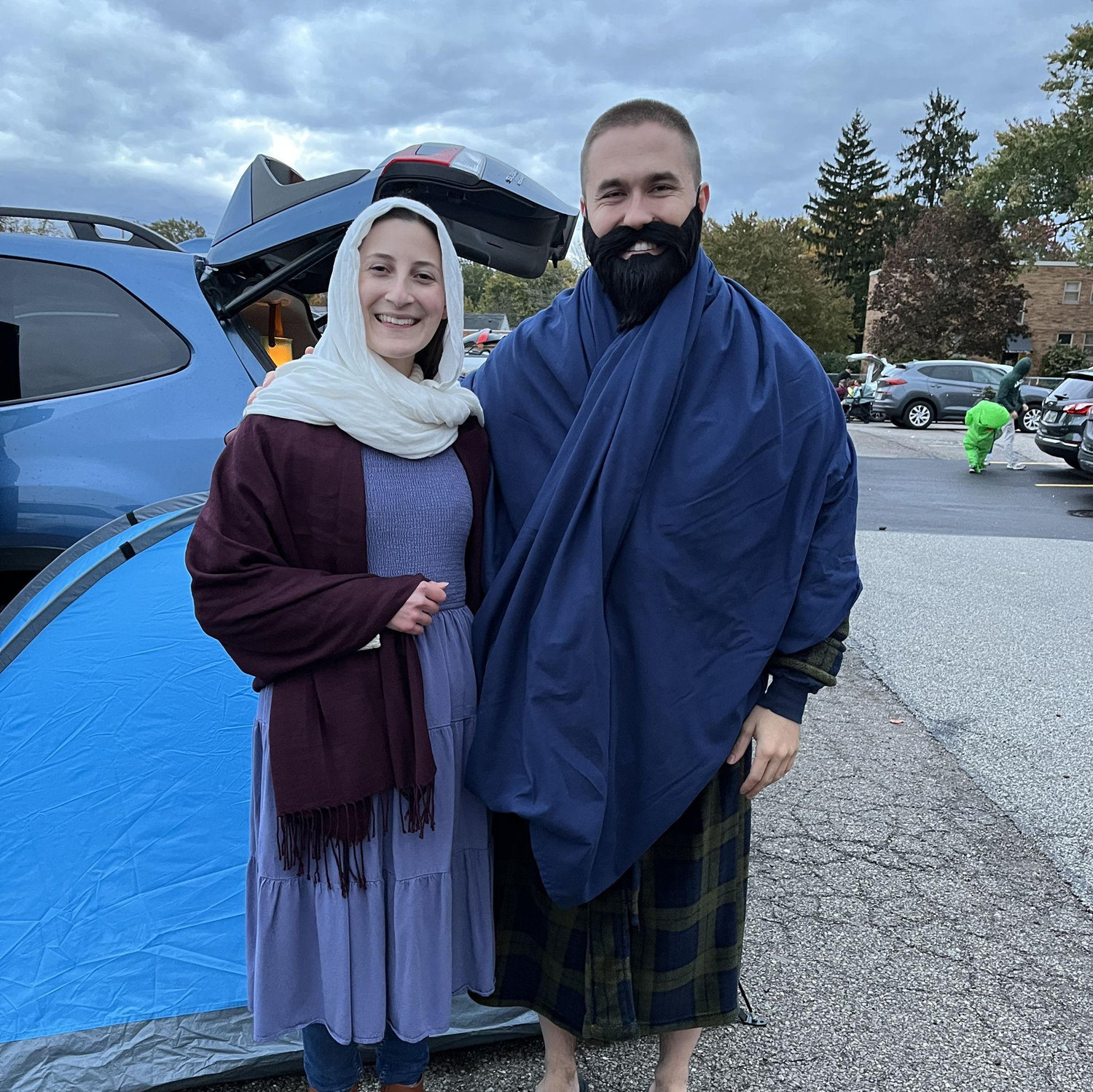 Paul and I dressed as Saints Priscilla and Aquilla for Trunk or Treat!