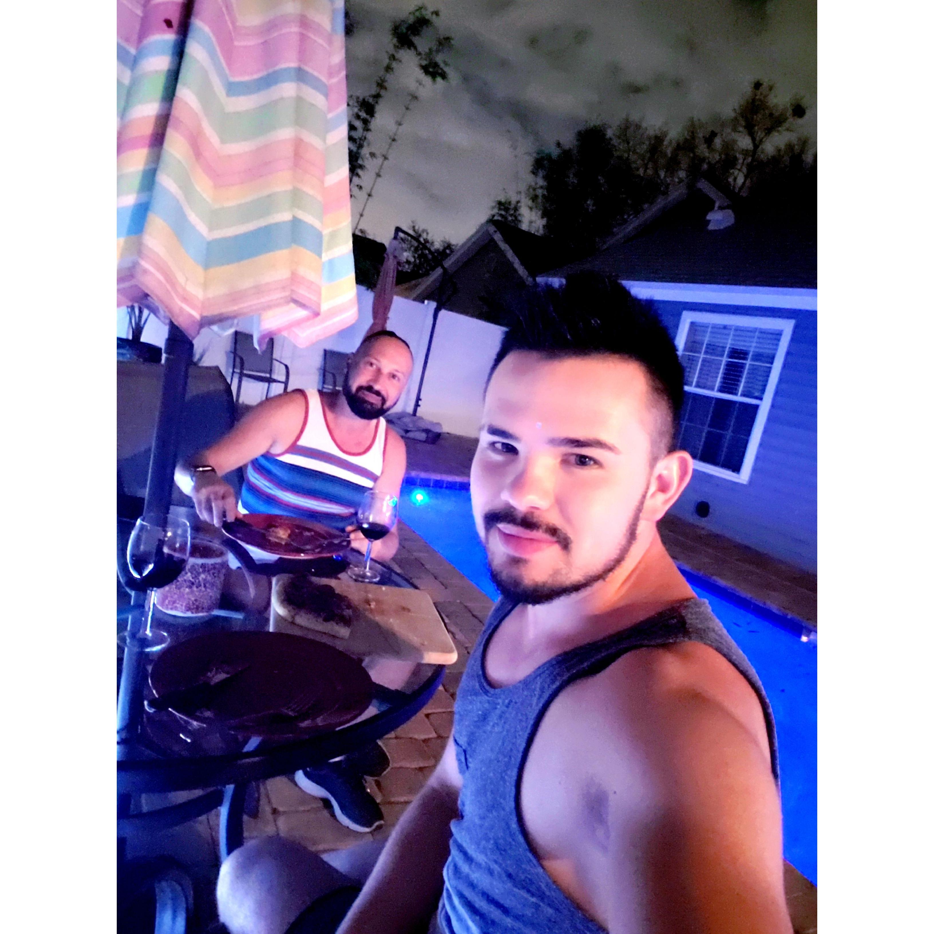 Romantic dinner at home