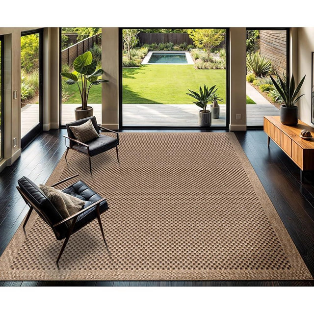 CAMILSON Easy Jute Rug 8x10, Indoor Outdoor Natural Color Fiber Area Rugs for Living Room Patio and Kitchen Rug, Sisal Boho Woven Design, Easy-Cleaning, Washable Outside Carpet Alfombras (8 x 10)
