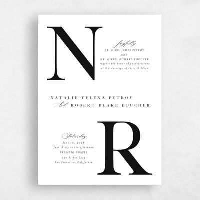 White Wedding Invitation - Holt Portrait
