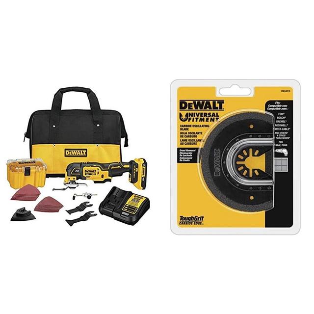 DEWALT 20V MAX XR Oscillating Multi-Tool Kit, Variable Speed (DCS356D1) & Oscillating Tool Blade for Grout Removal, Carbide (DWA4219)