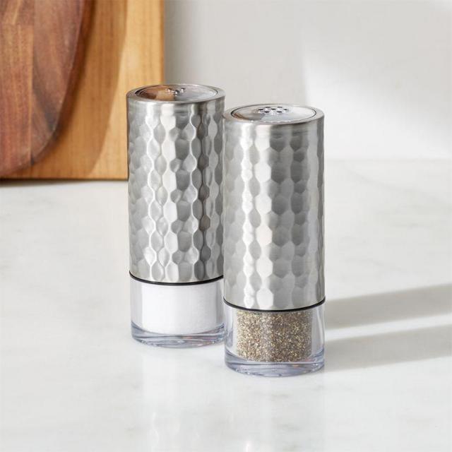 Hammered Stainless Steel Salt and Pepper Set