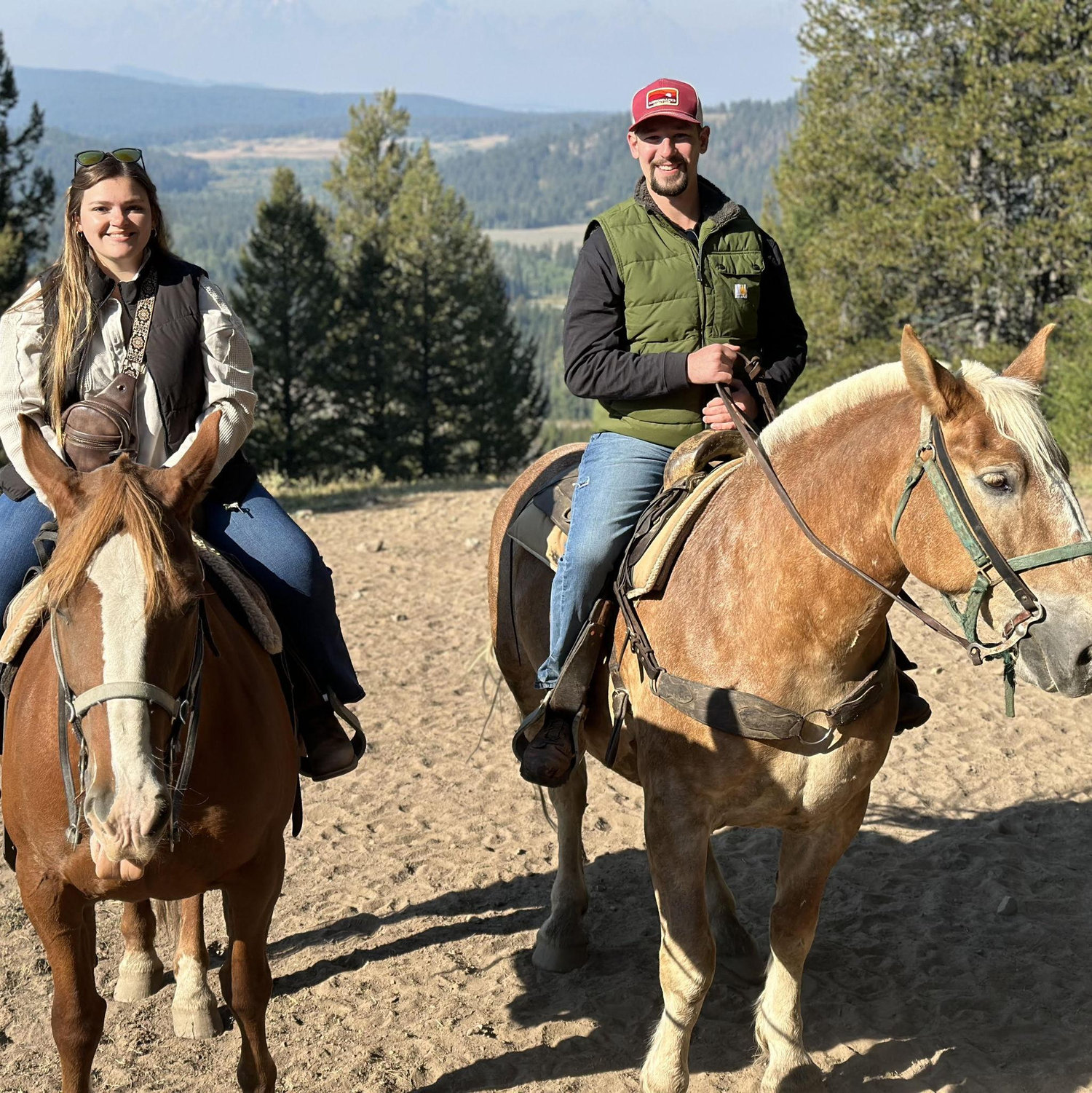 Horseback riding after we got engaged in Grand Teton National Park, Wyoming