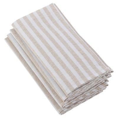 4pk Light Brown Striped Printed Design Napkin 20" - Saro Lifestyle®