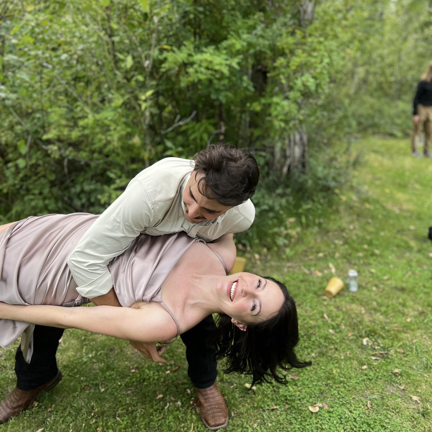 Swing dancing in the grass at the Hines/McInroe wedding