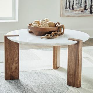 Isanti Coffee Table with Round Marble Top