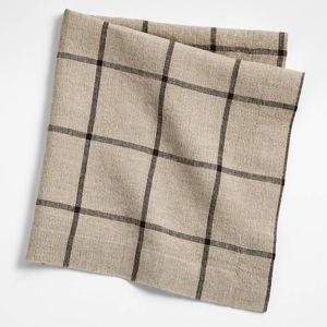 Marin Walnut Brown EUROPEAN FLAX -Certified Linen Buffalo Check Napkin + Reviews | Crate & Barrel