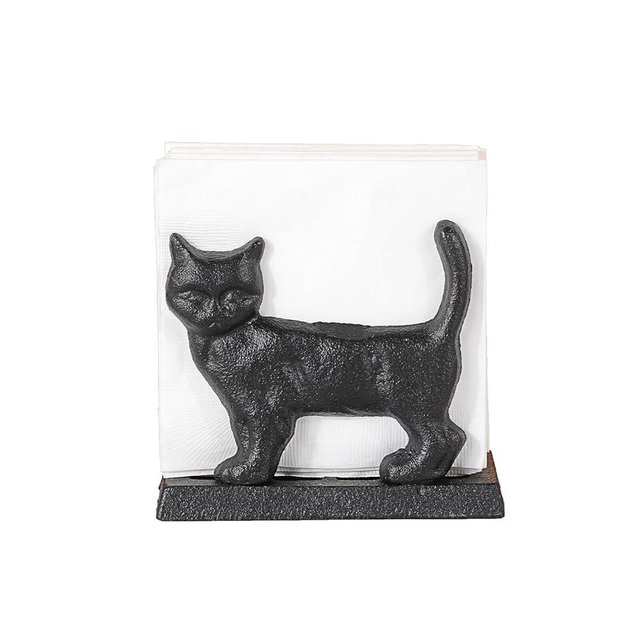Sumnacon Napkin Holder Retro Vertical Cast Iron Napkin Holders for Kitchen Dining Sturdy Cocktail Luncheon Napkin Holders for Tables Cute Animal for Bathroom, Party, Bar, Counter, Cat