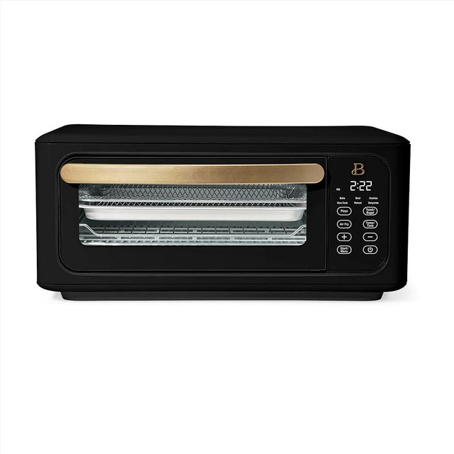 Beautiful 9-Slices Infrared Air Fry Toaster Oven, 1800W, Digital Display, Convection Cooking, 10 Preset Functions by Drew Barrymore (Black Sesame)