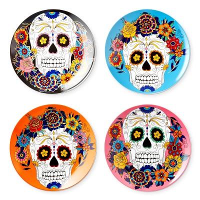 Day of the Dead Salad Plates, Set of 4, Mixed