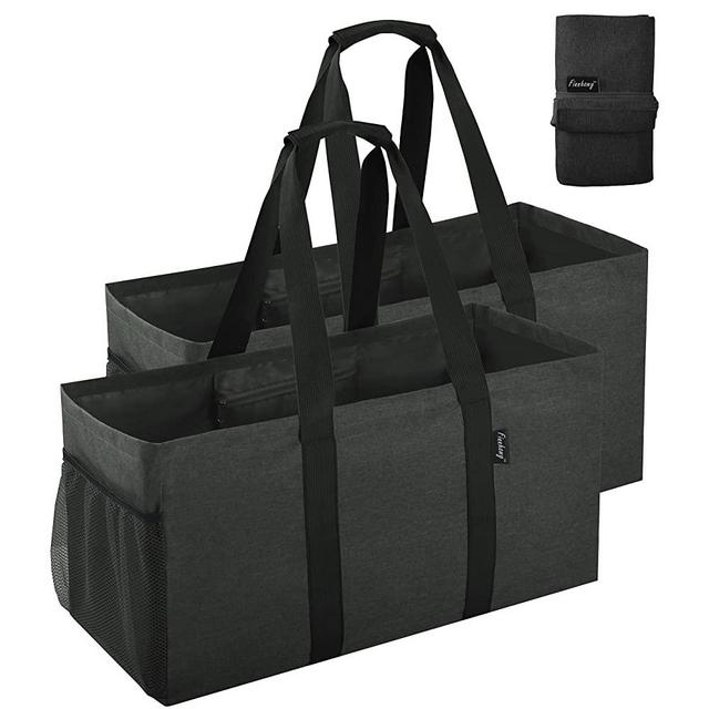 Finnhomy 42L Extra Large Utility Tote Bag, Reusable Folding Grocery Bags Totes, Oxford Fabric Storage Bags, 2 PACK
