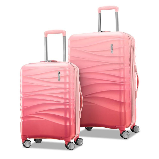 American Tourister Cascade Hardside Luggage with Spinner Wheels, 2PC SET 20/24, Dynamic Pink