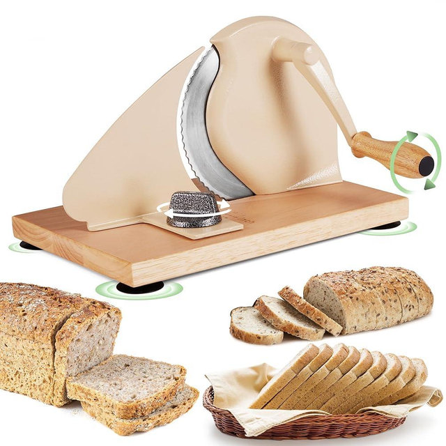 Manual Bread Slicer for Homemade Sourdough Bread Versatile Hand Crank Bread Slicer for Sourdough Crusty Bread Etc Stainless Steel Slicers Adjustable Width for Homemade & Commercial Use