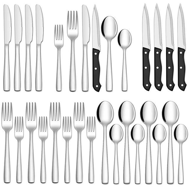 Hiware 24-Piece Silverware Set for 4, Stainless Steel Flatware Cutlery Set For Home Kitchen Restaurant Hotel, Mirror Polished, Dishwasher Safe