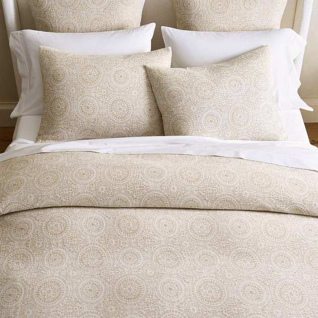 Cotton Jacquard Medallion Duvet Cover, Neutral, King/Cal. King