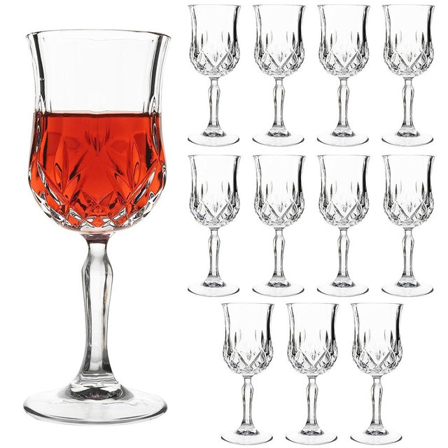 UMEIED 12 Pack 7.2oz Wine Glasses, Small Stemware for Red Wine, Port, Sherry, Dessert Wine, Crystal Clear Classic Glass Goblets Elegant Glassware for Restaurants, Bars, Home Use