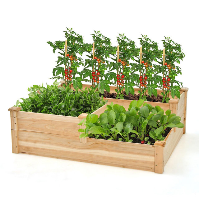 Costway 3-Tier Outdoor Raised Garden Bed Vegetable Planter Box for Patio Lawn Backyard