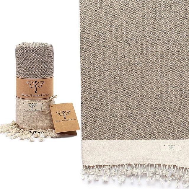 SMYRNA TURKISH COTTON Bath Towels | 37"x71" Ultra Soft, Absorbent, Prewashed and Quick Dry Towels for Bathroom, Hotel, SPA, Gym, Latte