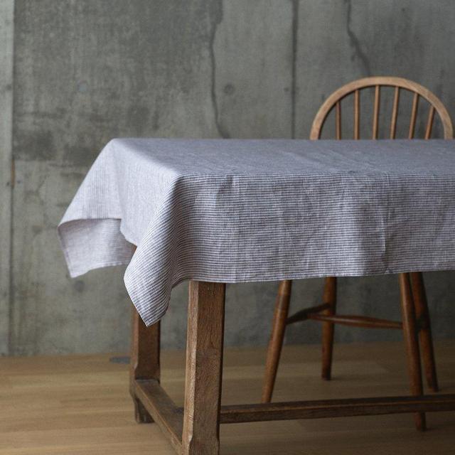 Tablecloth: Grey White Thin Stripe