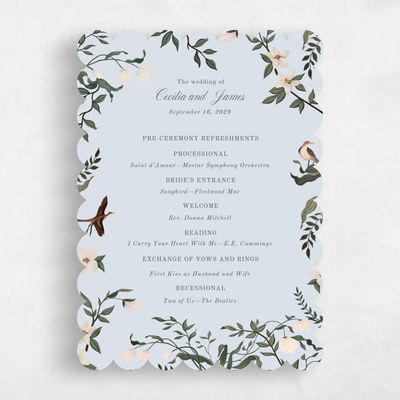 Blue Scalloped Wedding Program - Oiseau