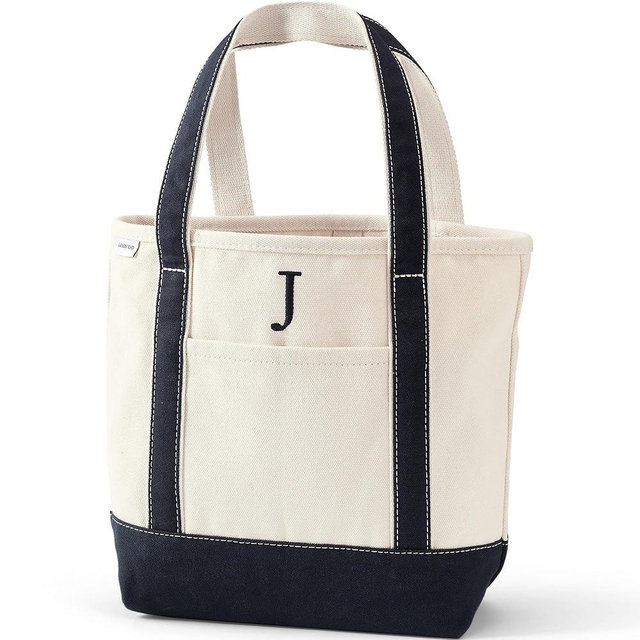 Lands' End Pre-Monogrammed Letter Canvas Tote Bag