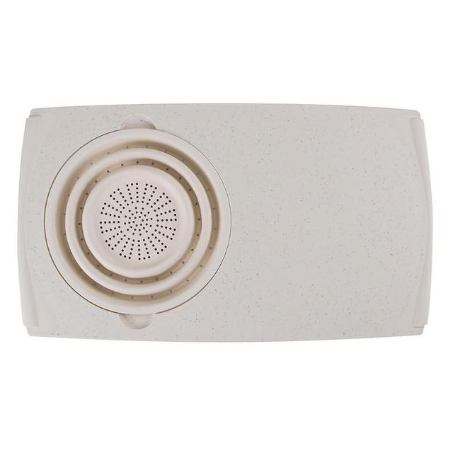 Dexas Over the Sink PolyFiber Flax Cutting Board with Collapsible Colander Strainer, 11.5 x 20", Cream
