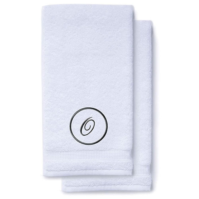 Monogrammed Hand Towels for Bathroom Kitchen Makeup | Personalized Gift for Wedding-Bridal | Custom Luxury Turkish Towel | Spa Collection, Oversized, 16 X 30 Inch, Set of 2