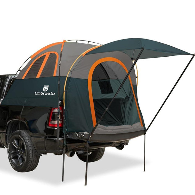 Umbrauto Truck Bed Tent with Awning: 5.5-5.8FT PU3000mm Waterproof Tailgate Pickup Truck Tents, Easy Set-up for 2 Person, Fits Full Size Short Bed, Chevy, Dodge, Ford, GMC, Green