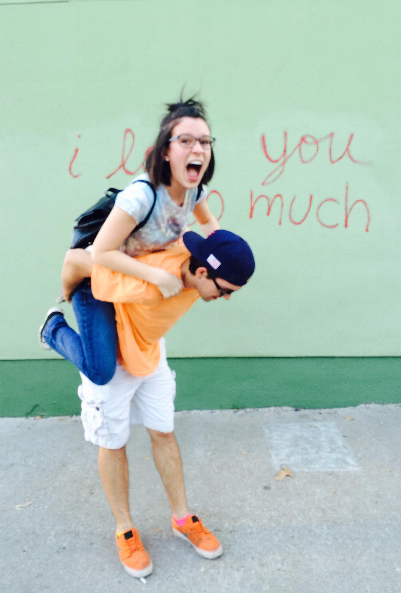 first visit to the "i love you so much" sign... so exciting!