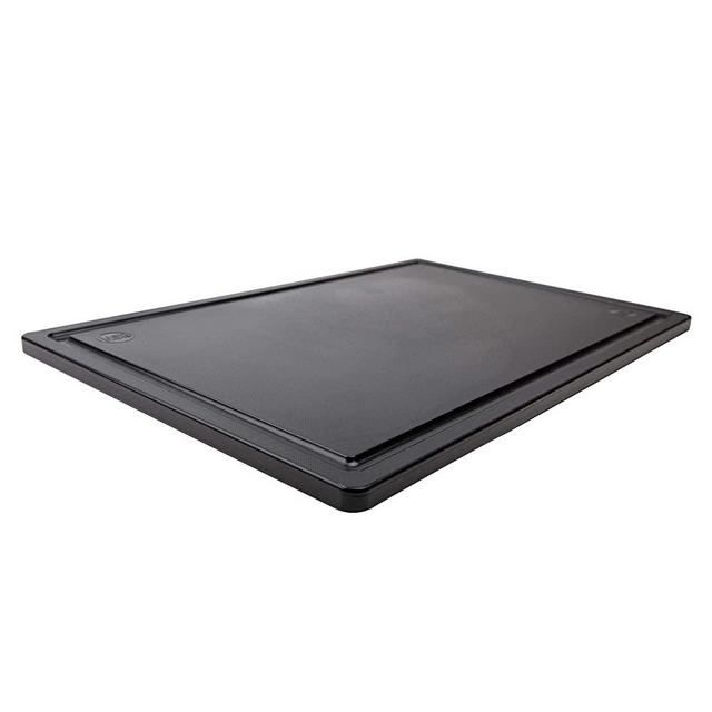 Black Carving Board with Groove, 18 x 12 x 0.5 Inch, NSF Certified Plastic