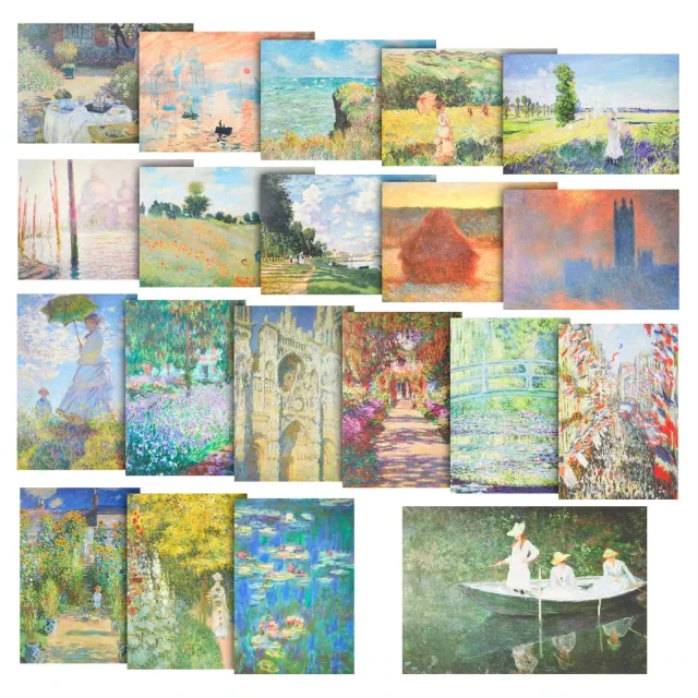 The Gifted Stationery 20 Set of Posters, Claude Monet Paintings for Home Decor, Matte Laminated Fine Art Prints for Wall Decor,