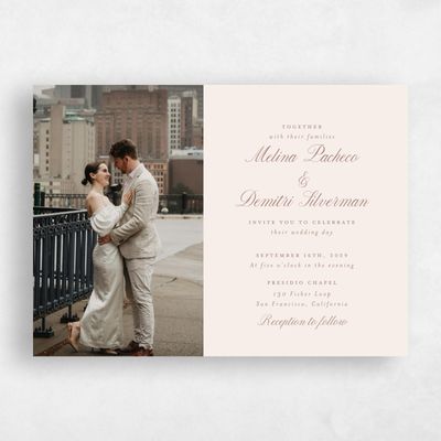 Linen, Beige Wedding Invitation - Mabel Photo