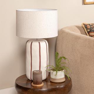 Paloma Table Lamp with Hand-Painted Stripes & Linen Shade