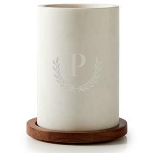 Wood and Marble Wine Chiller - Personalized "P"